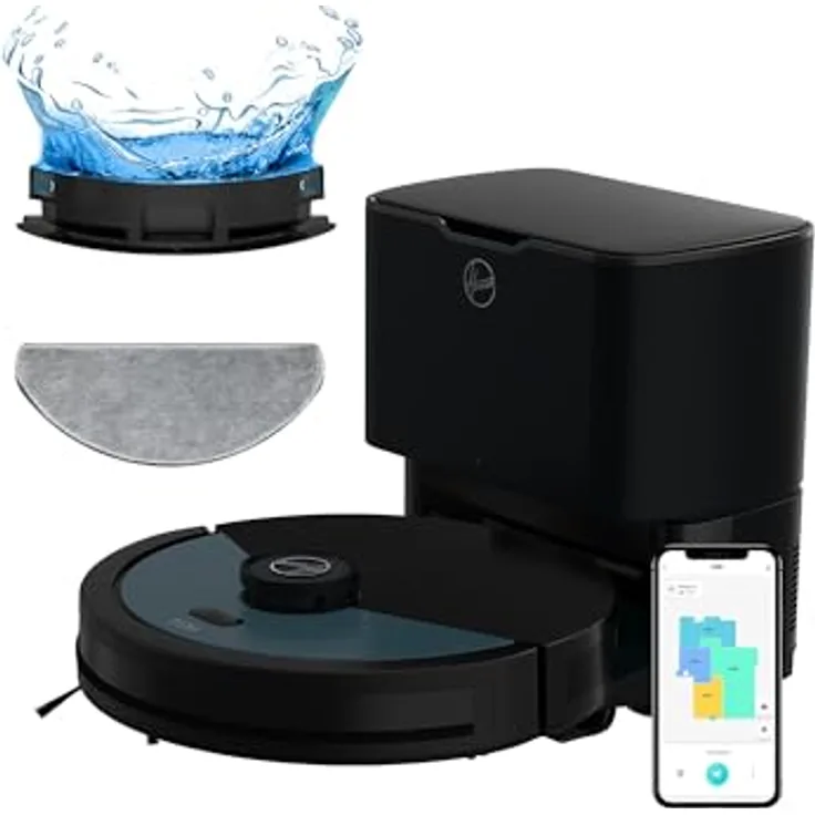 Hoover HG4 Saugroboter mit Wischfunktion und Absaugstation – 4000Pa Saugkraft, Lasernavigation & App-Steuerung – selbstentleerender Staubsauger-Roboter mit Hindernissensor & Station-Rückkehr [HG450HP]