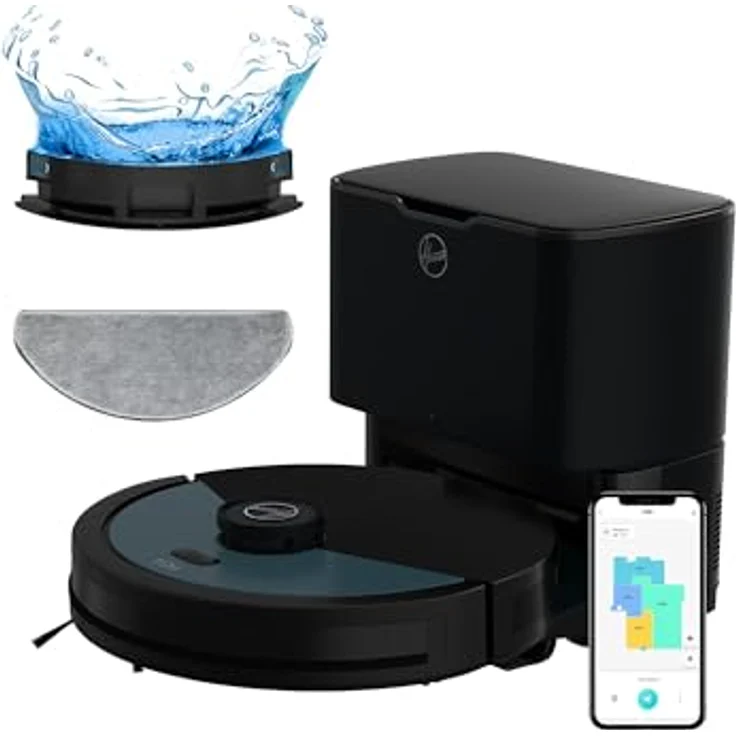 Hoover HG4 Saugroboter mit Wischfunktion und Absaugstation – 4000Pa Saugkraft, Lasernavigation & App-Steuerung – selbstentleerender Staubsauger-Roboter mit Hindernissensor & Station-Rückkehr [HG450HP] – Bild 1
