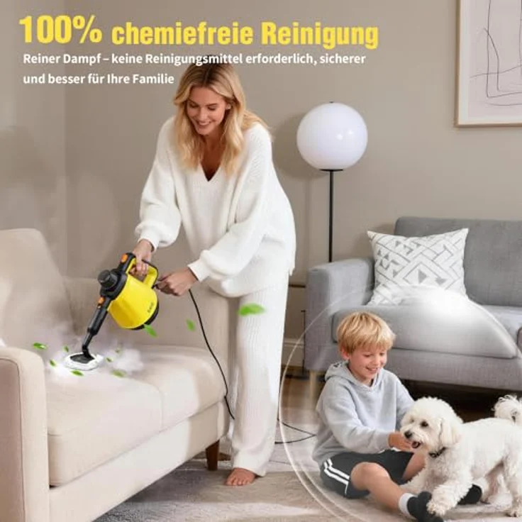 Eave Handdampfreiniger, 110℃ Steam Cleaner mit 10 Aufsätzen, 450 ml Wassertank und 5 m Netzkabel – Bild 3
