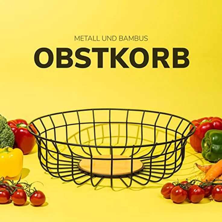 bremermann Obstkorb, Obstschale rund, Ø ca. 35,5 cm, schwarz matt, Bambusboden – Bild 3