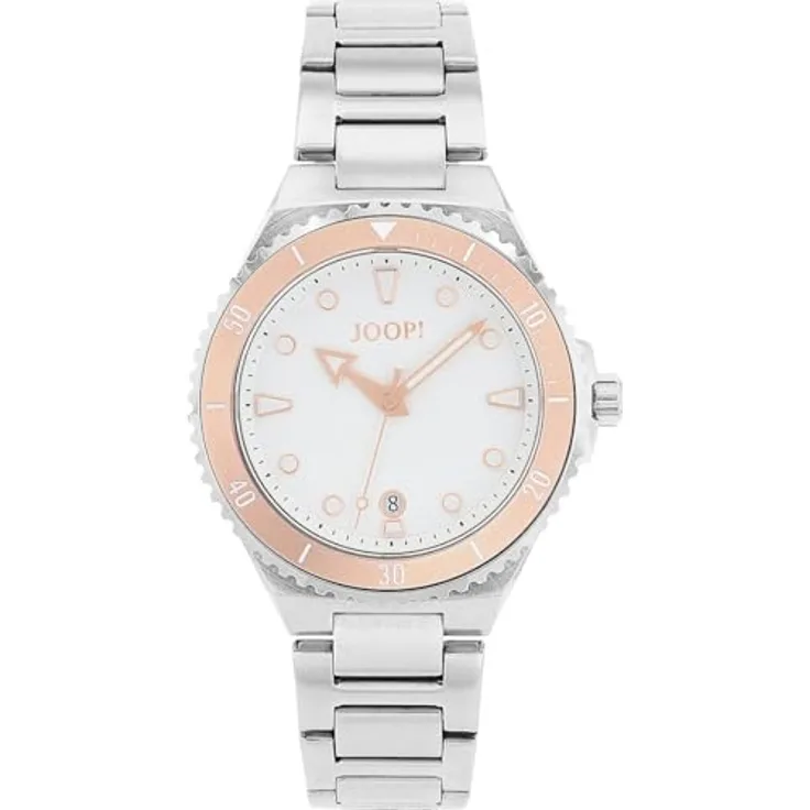 Joop! Armbanduhr Damen Quarzuhr Analog, Edelstahl Armband, Roségold, 5 bar Wasserdicht, Geschenk Box, 2037684