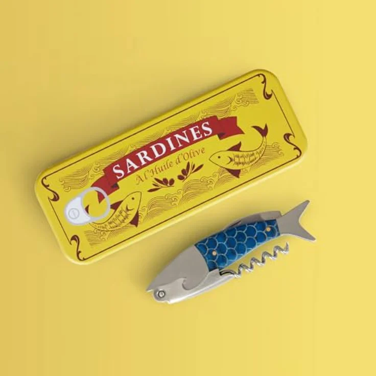 Balvi Korkenzieher Sardines Blau, Flaschenöffner in Metallschachtel aus Blech – Bild 2
