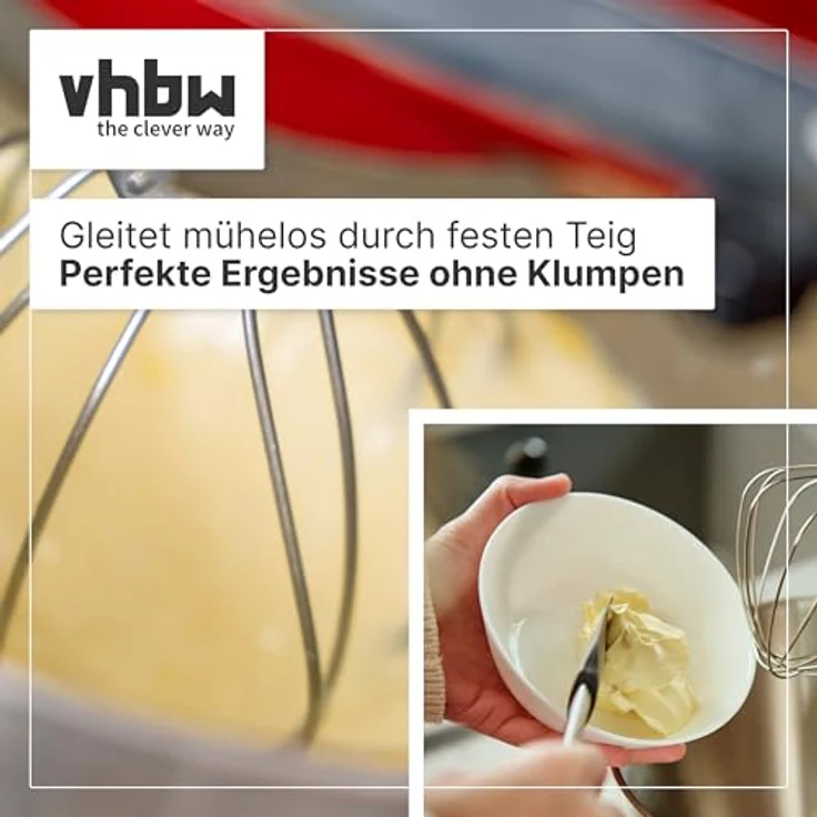 vhbw Schneebesen für Kitchenaid Küchenmaschinen, Edelstahl, kompatibel mit 4,3, 4,7, 4,8 L Schüsseln, ideal zum Schlagen von Sahne und Eiweiß – Bild 4
