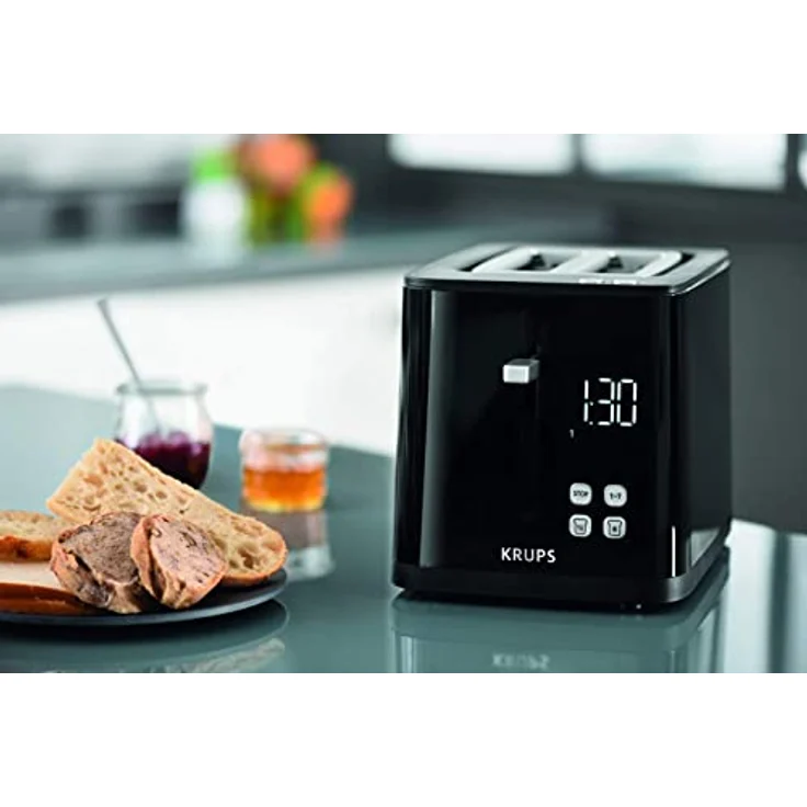 Krups Toaster KH6418, Digitaldisplay, 7 Bräunungsstufen, 2 kurze Schlitze, 800 W, schwarz – Bild 4