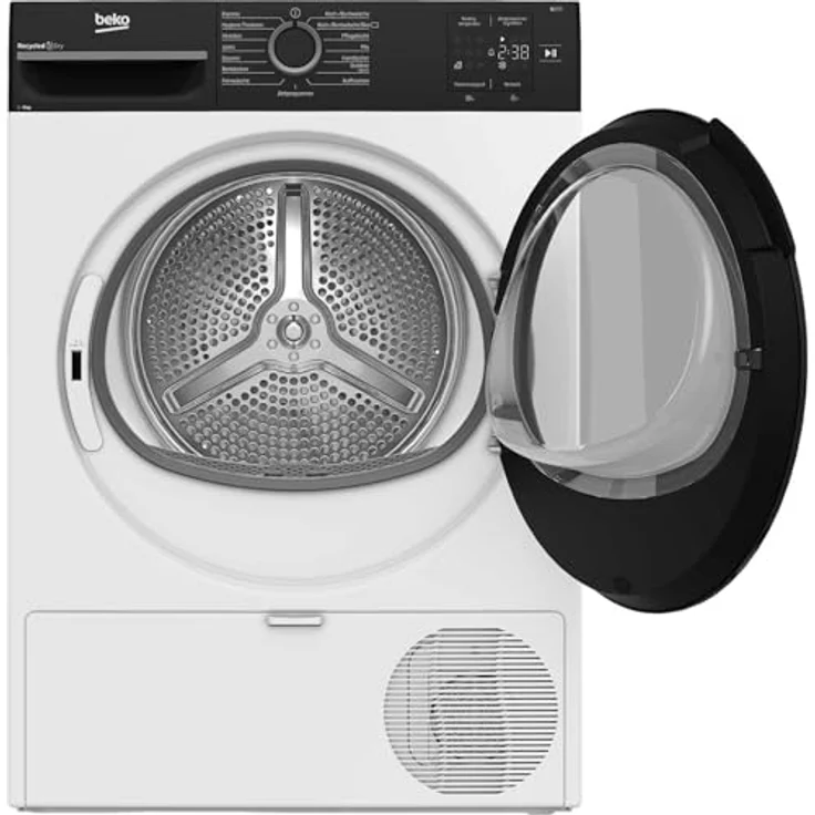 Beko BM3T39230W Wäschetrockner, 9 kg Wärmepumpentrockner mit 15 Programmen, Sensortrocknung, Aquawave Schontrommel, Säulenfähig, Weiß – Bild 2