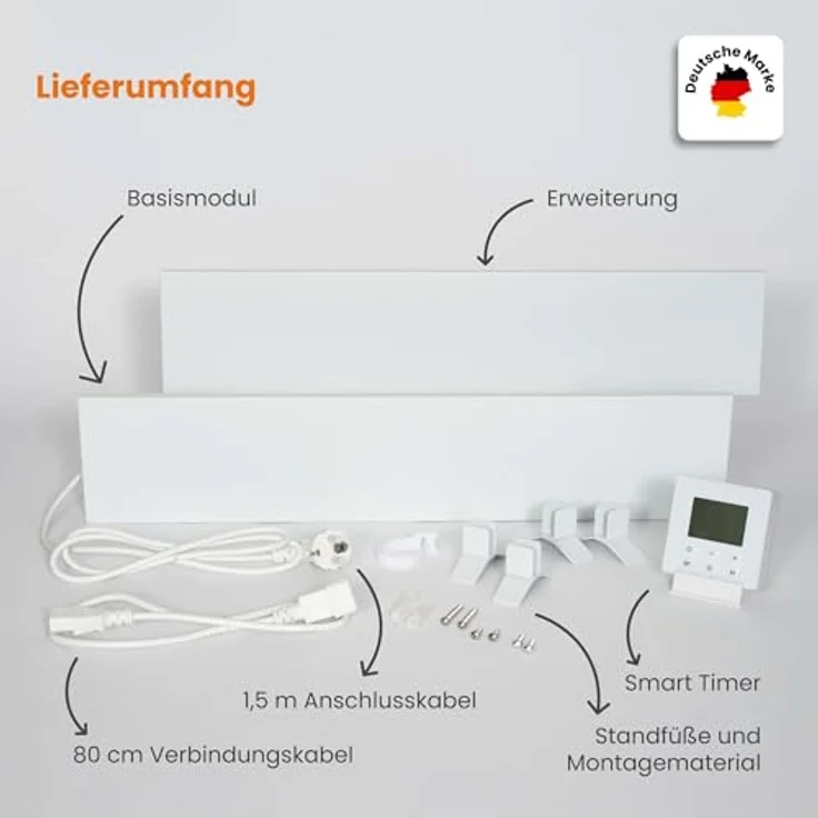 Dalsys Anti-Schimmel-Heizung 60W, 2 Panel Infrarot-Heizung mit Smart Timer, IP44 zertifiziert, für Wand & Bad, kompakte Maße 12x60x1,3cm – Bild 3