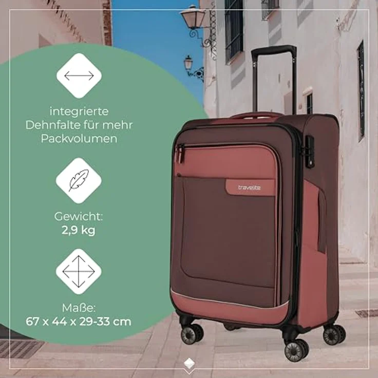 Travelite Viia 4w Trolley M 67 Frühlingsrose, 70 l Volumen – Bild 4