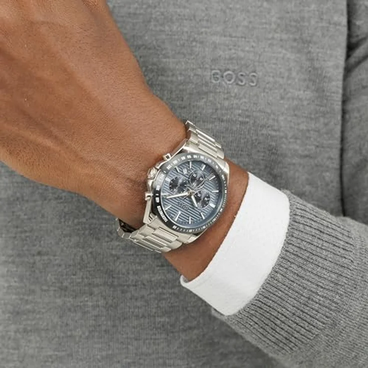 BOSS Chronograph STRIKE CHRONO 1514240, Quarzuhr mit blaufarbenem Zifferblatt, Edelstahlarmband und Stoppfunktionen, wasserdicht bis 5 bar – Bild 4