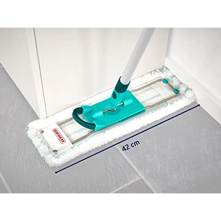 Leifheit Wischbezug Profi micro duo, für alle Bodenarten, Bodenwischer Ersatzbezug für ideale Schmutzaufnahme dank 2-Faser-System, Mikrofaser Wischbezug ideal für Fliesen und Laminat  – Bild 6