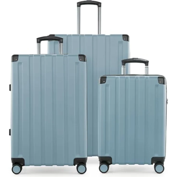Hauptstadtkoffer Q-Damm 3er Kofferset, Handgepäck 54 cm, mittelgroßer Koffer 68 cm & großer Reisekoffer 78 cm, Hartschale ABS, TSA, Poolblau – Bild 1