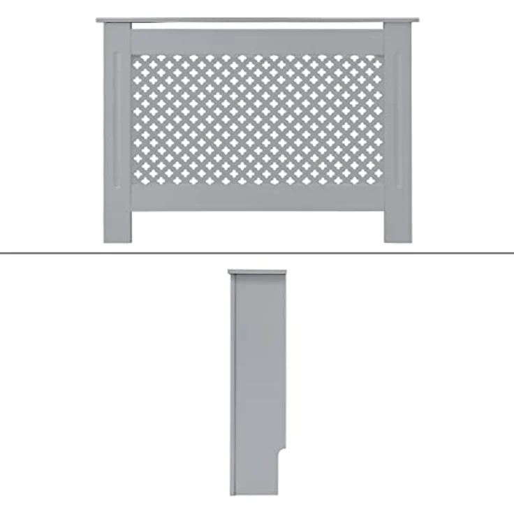 ECD Germany Heizkörperverkleidung mit Wabenmuster 112x19x82 cm Grau aus MDF lackiert für Schlafzimmer Wohnzimmer – Bild 2