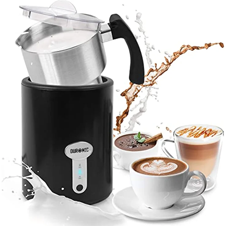 Duronic MF500 BK elektrischer Milchaufschäumer, Induktions-Technologie, 550 Watt Leistung, 360-Grad drehbare Basis, für alle Milchsorten – Bild 1
