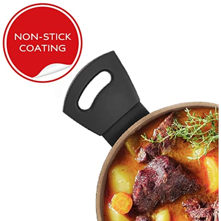 Russell Hobbs RH01670BEU7 Opulence kochtöpfe, 4.7L Ungefähre Füllmenge, antihaftbeschichtet 24cm töpf, abriebfest Suppentopf mit Glas deckel, kochtopf induktion, spülmaschinenfest – Bild 4