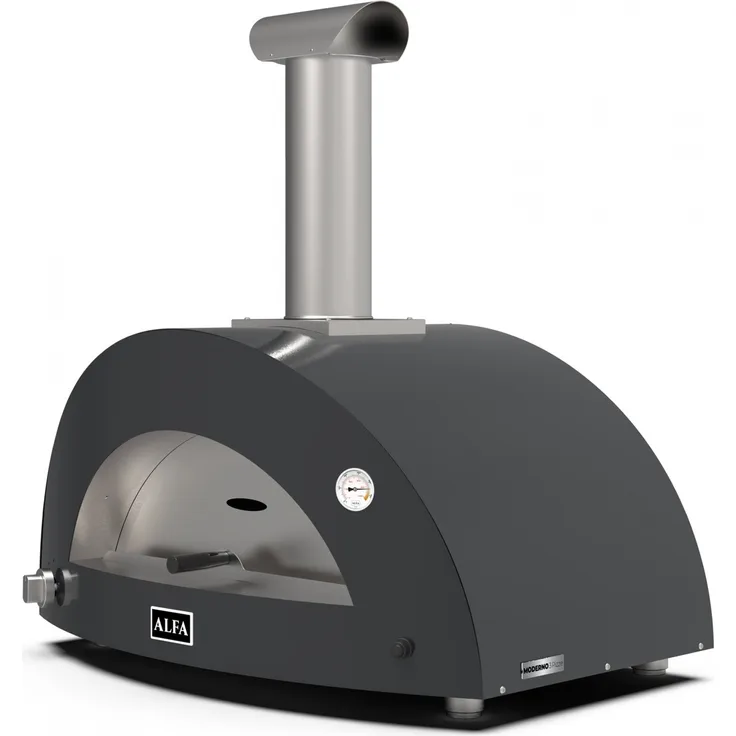 Alfa Forni MODERNO Gas Pizzaofen 3 Pizzen, Schiefer Grau, 500°C in 30 Minuten, Heat Genius-Technologie, Edelstahlgehäuse