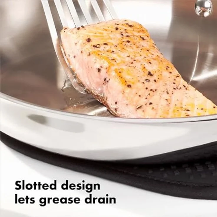 OXO Good Grips kleiner Fischwender 30 cm, spülmaschinenfester Edelstahl-Pfannenwender für Fisch, Pfannkuchen und Grillgerichte – Bild 4