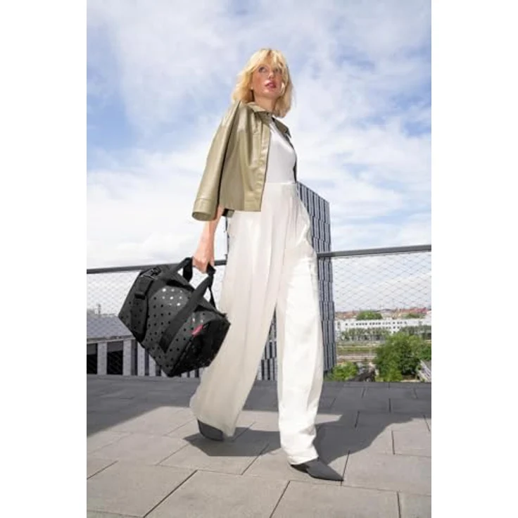 REISENTHEL® Einkaufsshopper Allrounder M, geräumige Tasche mit stabiler Rahmenkonstruktion, 6 Innenfächern, glänzendes Punkte-Muster, schwarz – Bild 5