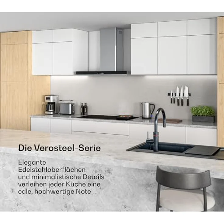 Klarstein Verosteel Dunstabzugshaube 90cm, 881,6 m³/h, A++, Touch-Bedienung, LED-Beleuchtung, Edelstahl & Glas, 3+Boost Stufen, leise, spülmaschinenfester Filter – Bild 2