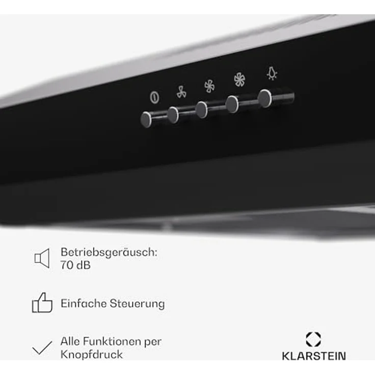 Klarstein Dunstabzugshaube 60cm, Abluft-Dunstabzugshaube mit Spülmaschinenfestem Filter aus Aluminium, Leise Abzugshaube Abluft, 200m³/h Luftstrom, Effiziente Wandhauben mit LEDs & Touch Controls – Bild 5