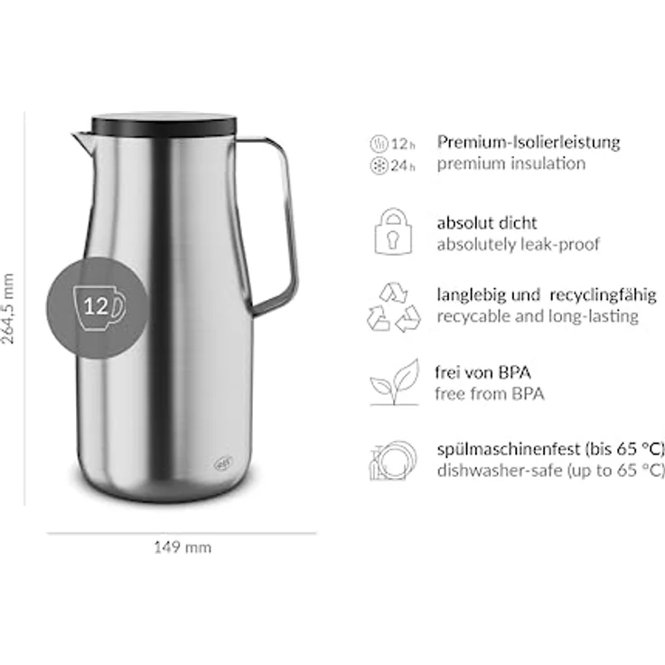 alfi Isolierkanne Studio TT matt 1,5l 1297.205.150 – Bild 8