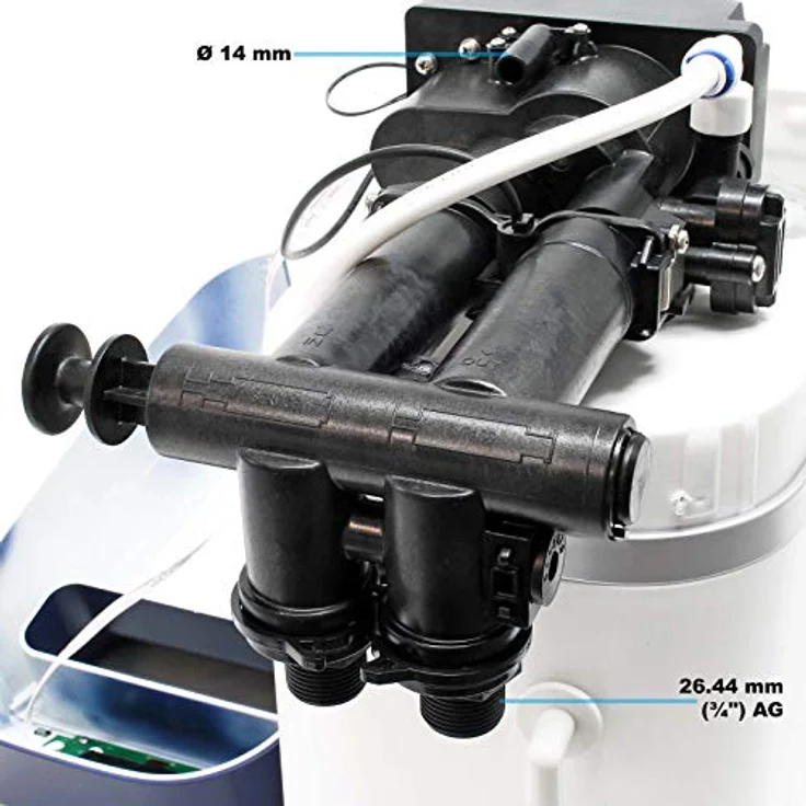 Wiltec SOFT-R1 Wasserenthärtungsanlage, Wasserentkalkung 500 l/h, Ionenaustauscher mit 10 l Soletank – Bild 4