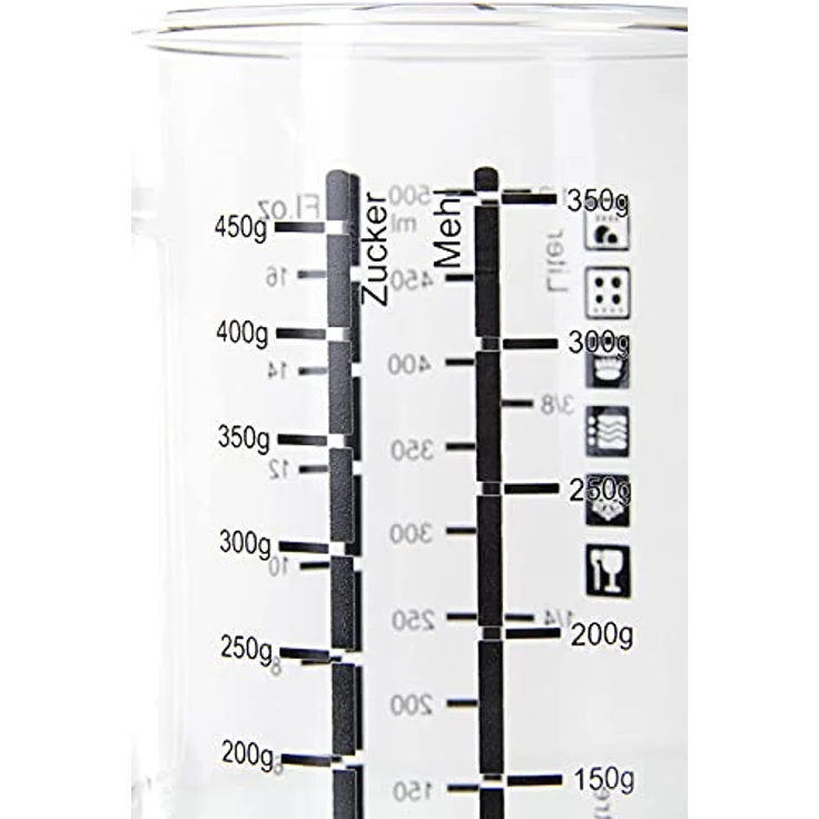 wenco Glas-Messbecher 500 ml, hitzebeständig, mit zwei Skalen in verschiedenen Maßeinheiten, transparent, spülmaschinengeeignet – Bild 4