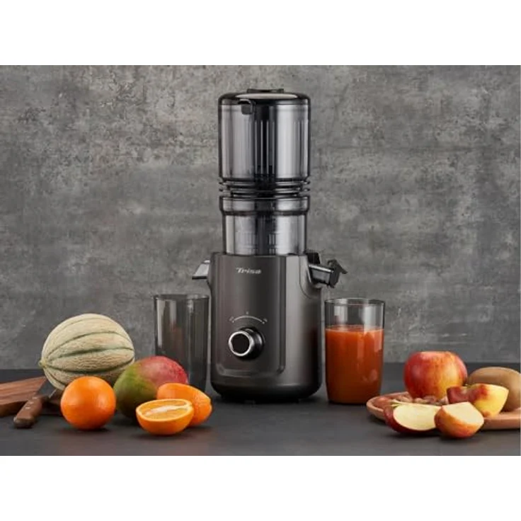 Trisa Slow Flow Juice Entsafter, 300 W mit Cold Press Technologie und extra großem Einfüllschacht, schwarz – Bild 5