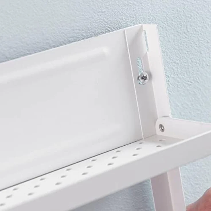 Casativo Küchenregal mit Magnetleiste, Küchen Organizer in Weiß, 2 Ablagen und 2 beweglichen Haken, einfache Montage ohne Werkzeug – Bild 8