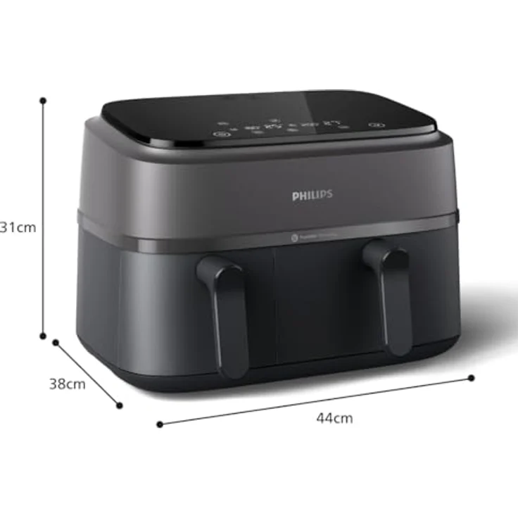 Versuni Philips Dual Basket Airfryer 3000-Serie mit Frühstücksset, 9L, 2 Schubladen, Synch-Funktion, Rapid Air Technologie, Vielseitige Große Heißluftfriteuse für die Familie – Bild 2