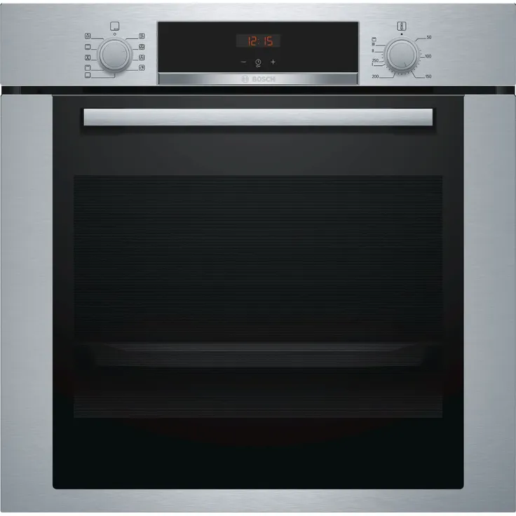 Bosch HBA3140S0 Einbaubackofen mit Teleskopauszug, Garraum 71 l, Breite 59,4 cm, Energieeffizienzklasse A, 3D- Heißluft, 7 Heizarten, Kindersicherung, Schnellaufheizung, edelstahl