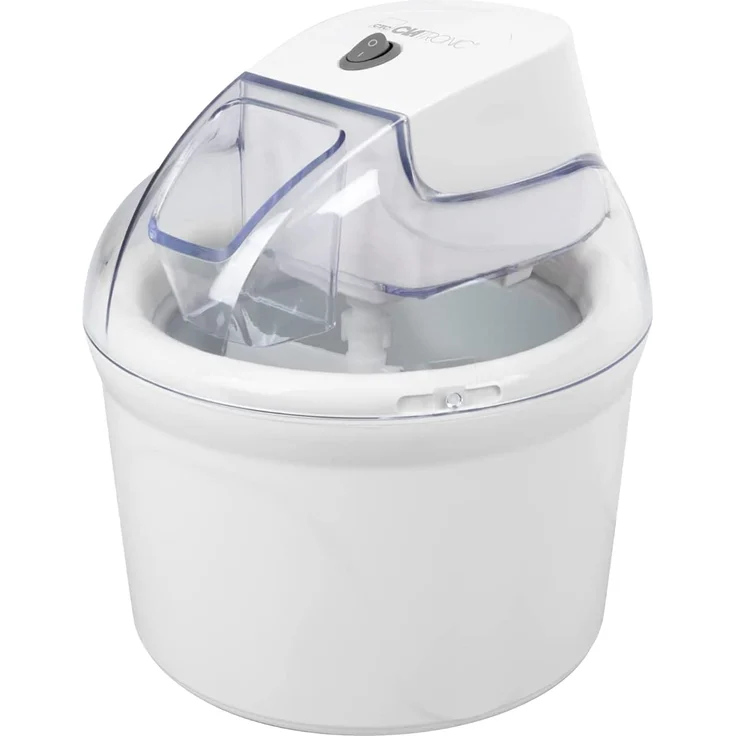 Clatronic ICM 3764 Eismaschine, 1500ml, 12W, transparenter Deckel mit Nachfüllöffnung, für Speiseeis, Sorbets, Frozen Joghurt, Softeis, Joghurt, Kunststoff, weiß – Bild 2