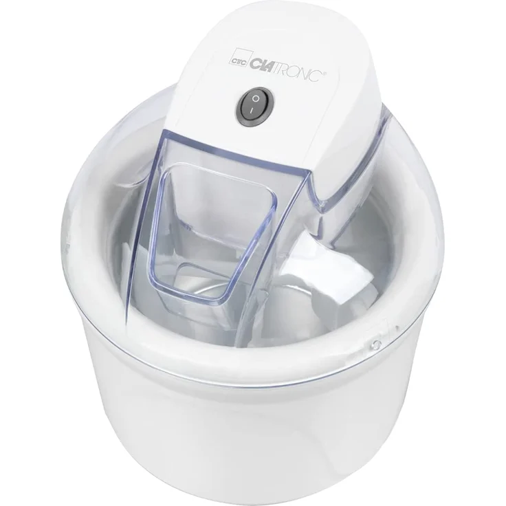 Clatronic ICM 3764 Eismaschine, 1500ml, 12W, transparenter Deckel mit Nachfüllöffnung, für Speiseeis, Sorbets, Frozen Joghurt, Softeis, Joghurt, Kunststoff, weiß – Bild 3
