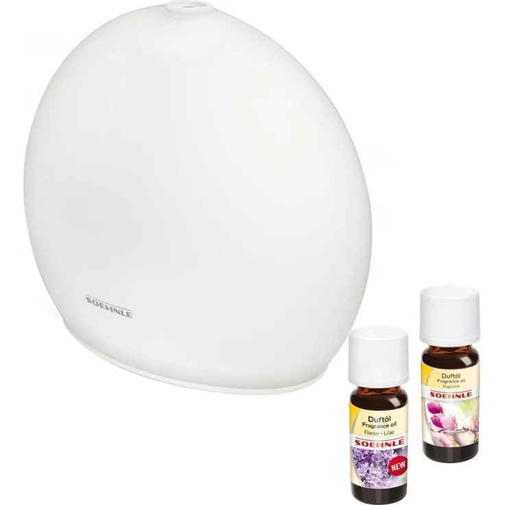 Soehnle 68086 Torino Design Aroma Diffuser, inkl. 2 Duftölen, mit Farbwechselfunktion, weiß