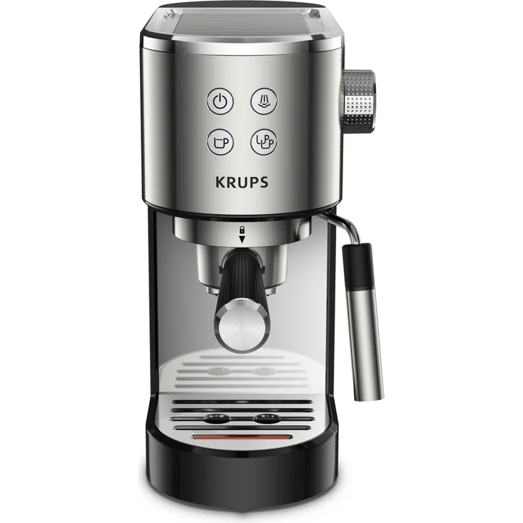 Krups XP442C11 Virtuoso Espressomaschine, 15 bar Pumpendruck, silber-schwarz – Bild 1