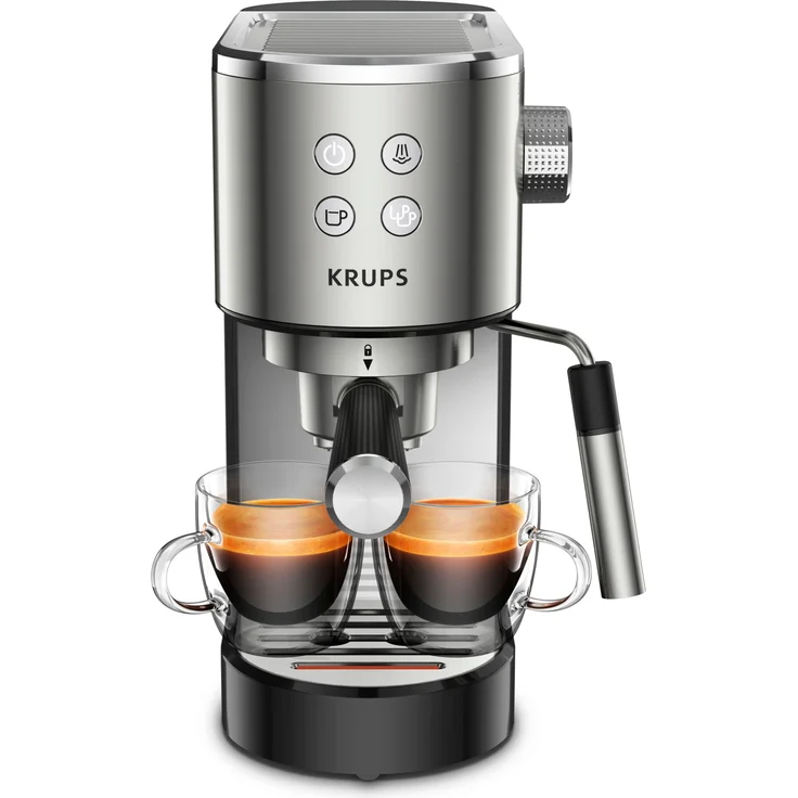Krups XP442C11 Virtuoso Espressomaschine, 15 bar Pumpendruck, silber-schwarz – Bild 2