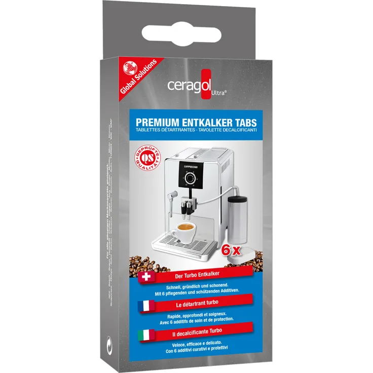 ceragol ultra Entkalker Tabs für alle Kaffeeautomaten und Espressomaschinen, 6 Stück