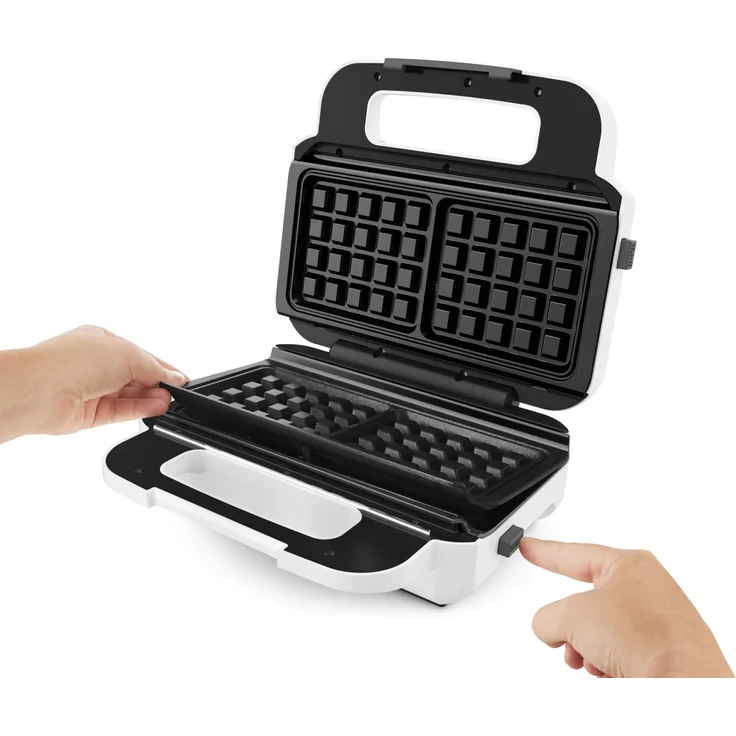 Tefal SW7011 Snack XL Sandwichmaker und Waffeleisen, 850W, 2 antihaftbeschichtete Plattensets, extra tiefe Form, Platten spülmaschinengeeignet, inkl. Rezeptheft, weiß, schwarz – Bild 2