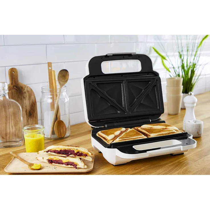 Tefal SW7011 Snack XL Sandwichmaker und Waffeleisen, 850W, 2 antihaftbeschichtete Plattensets, extra tiefe Form, Platten spülmaschinengeeignet, inkl. Rezeptheft, weiß, schwarz – Bild 8