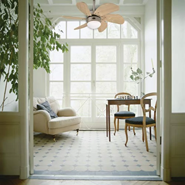 Westinghouse Lighting 76 cm Deckenventilator Turbo Swirl 78158 mit Einzelleuchte und sechs Flügeln, Ausführung in Titan mit Opalmilchglas – Bild 6