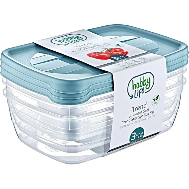 Orion Lebensmittelbehälter Set 3 Stück, 2l, rechteckig, dichte Verschlüsse, spülmaschinenfest, temperaturbeständig von -25°C bis +95°C
