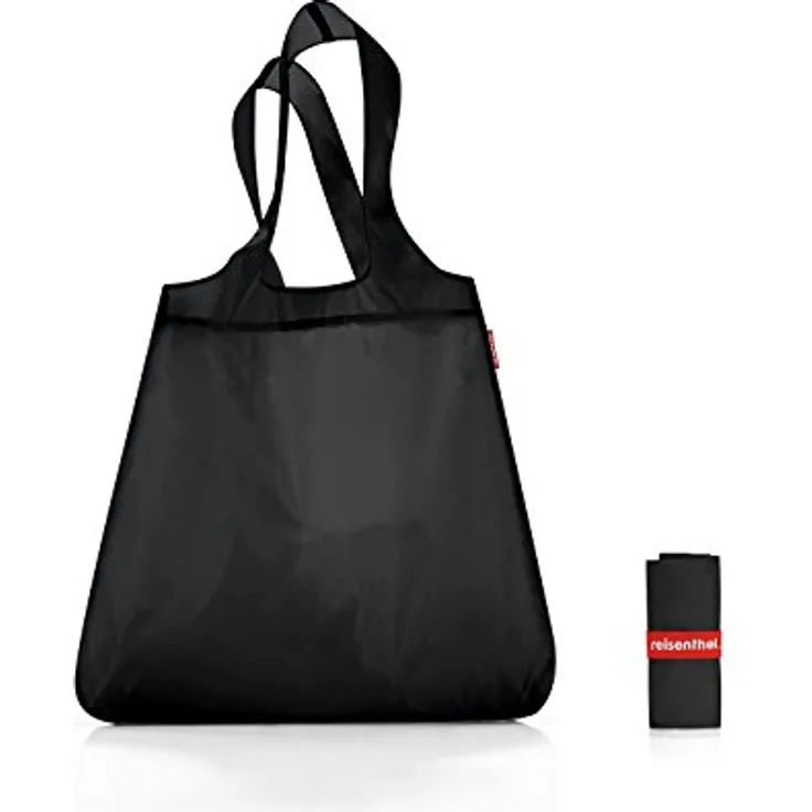 reisenthel Mini Maxi Shopper, Einkaufstasche aus 100% Polyester, schwarz, 43,5 cm x 6 cm x 63 cm