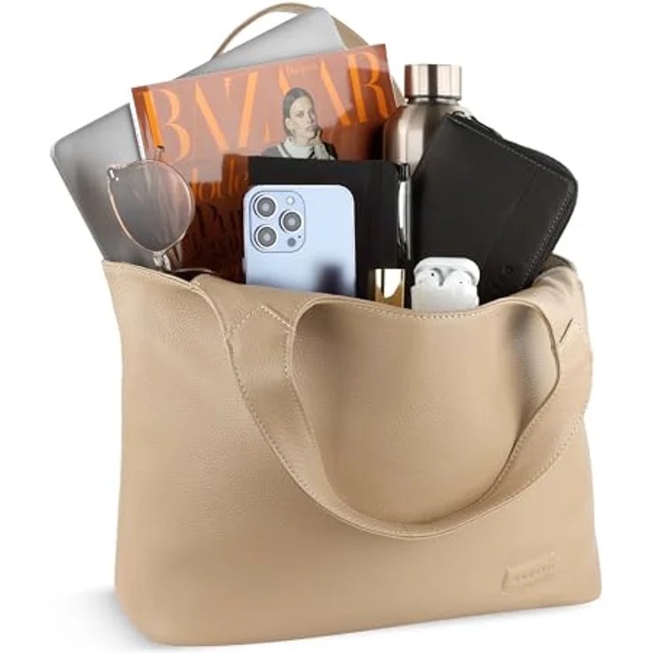 bugatti Elsa Shopper Tasche M, 100% Leder, 42 cm, gelb – Bild 4