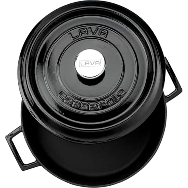 LAVA Signature Mehrzweck-Schmorofen aus emailliertem Gusseisen, 3 1/2 Quart, Obsidian-Schwarz – Bild 2