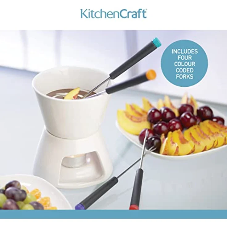 Kitchen Craft Schokolatenfondue-Set mit 4 Gabeln – Bild 5