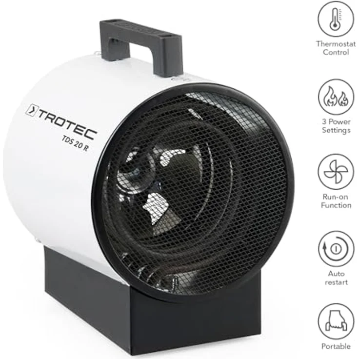 TROTEC TDS 20 R Elektroheizer, Bauheizer mit 3 kW mit 3 Heizstufen, Heizgerät – Bild 2