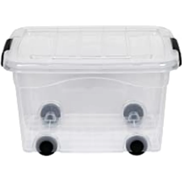 Kreher 2 Stück Rollboxen Set 20 und 40 Liter Volumen mit Deckel, Transparenter Ausführung aus robustem Kunststoff – Bild 3