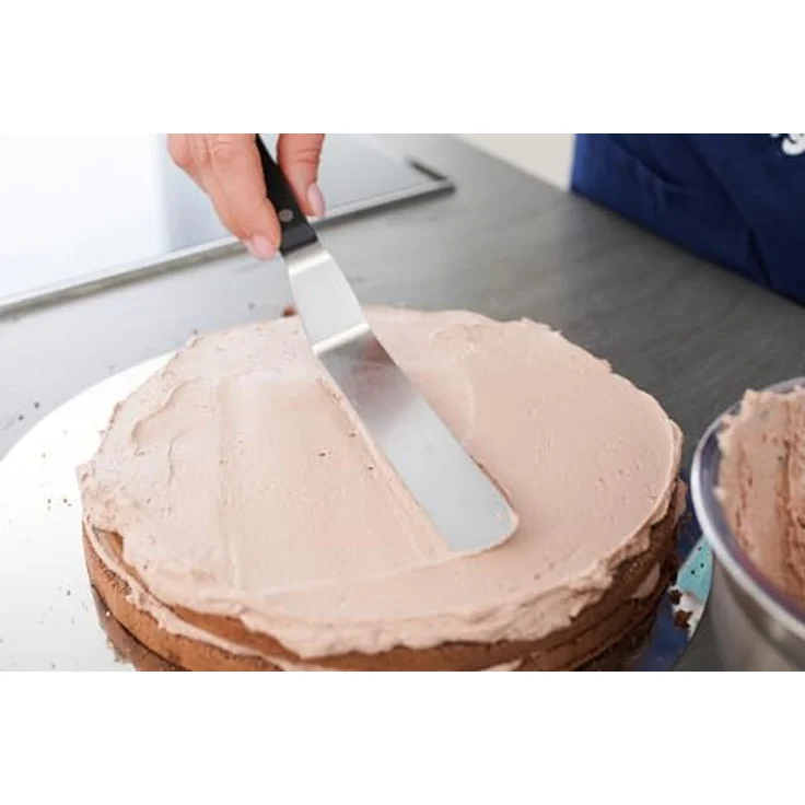 Sallys Winkelpalette aus rostfreiem Edelstahl mit Zweifach genietetem und ergonomisch geformtem Griff - Tortenzubehör zum Bestreichen und Verzieren von Torten (Kurz, 15 cm) - Kochzubehör – Bild 4