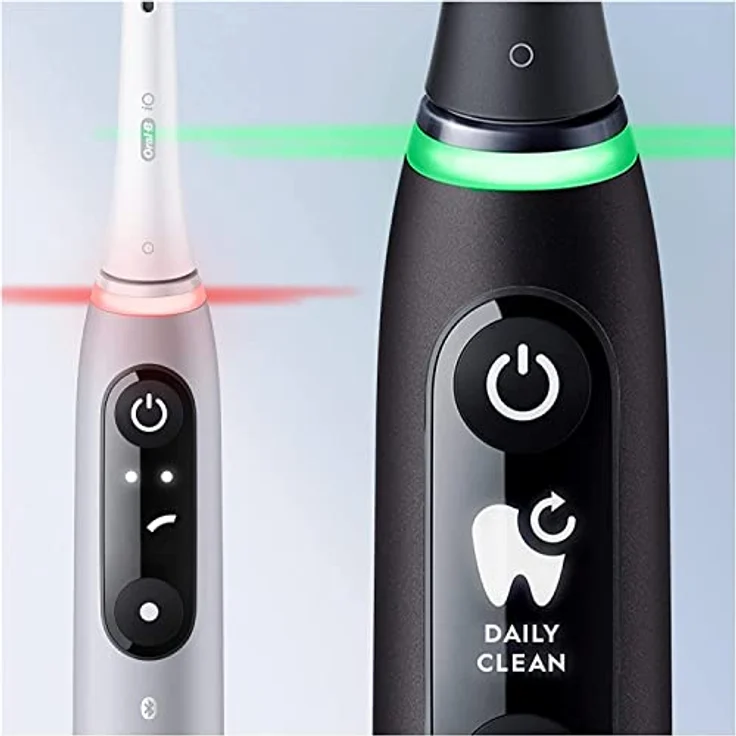 Oral-B iO Series 6 Elektrische Zahnbürste/Electric Toothbrush, Doppelpack & 3 Aufsteckbürsten, 5 Putzmodi für Zahnpflege, Magnet-Technologie, Display, Designed by Braun, black lava/pink sand – Bild 5