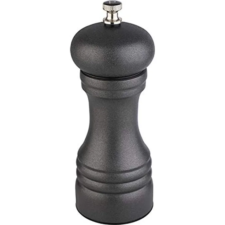 APS Pfeffermühle Gunmetal, Pfefferstreuer, Pfefferspender, Mahlwerk aus Edelstahl, Mahlgrad stufenlos einstellbar, 6 x 6 cm, Höhe 15,5 cm