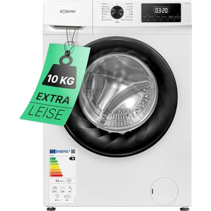 Bomann® Waschmaschine 10kg | max. 1400 U/min | effizienter, leiser & langlebiger Invertermotor | 10 Jahre Motor-Garantie | 15 Programme | Endzeitvorwahl | LED-Display | Washing Machine WA 7110 – Bild 1