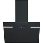 Respekta Dunstabzugshaube kopffrei / Dunstabzugshaube schräg 60 cm / Edelstahlgehäuse mit Glasschirm in Schwarz / Abluft - und Umluftfunktion / CH58060SA+ / A / 43 - 63 dB